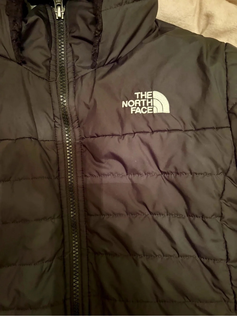 The North Face Girls Mossbud Swirl Hooded Jacket – Black – Size L 14/16